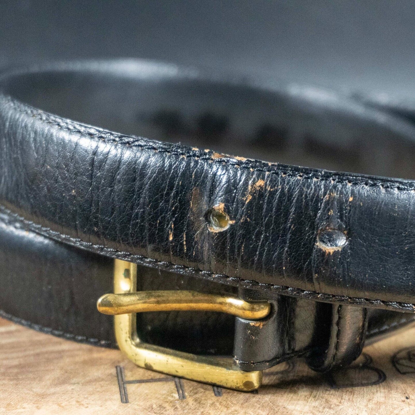 Marks and Spencer Mens Belt Vintage M&S Leather Jeans Belt Black Size 36-38