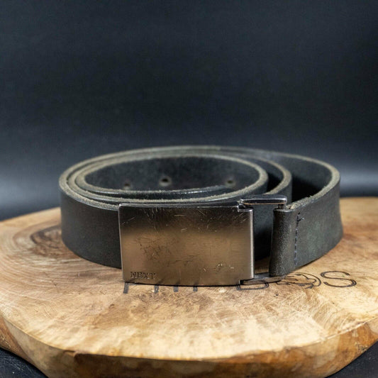 Next Mens Belt Vintage Leather Jeans Belt Black Size L 35 - 38