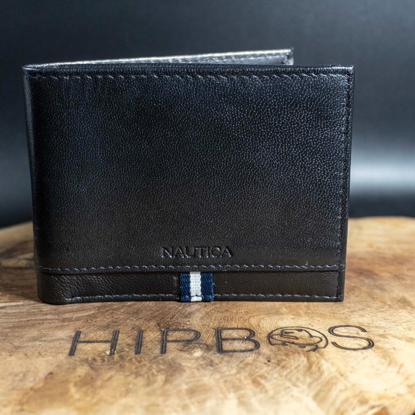 Nautica Mens Wallet Bifold Leather Card Wallet Black
