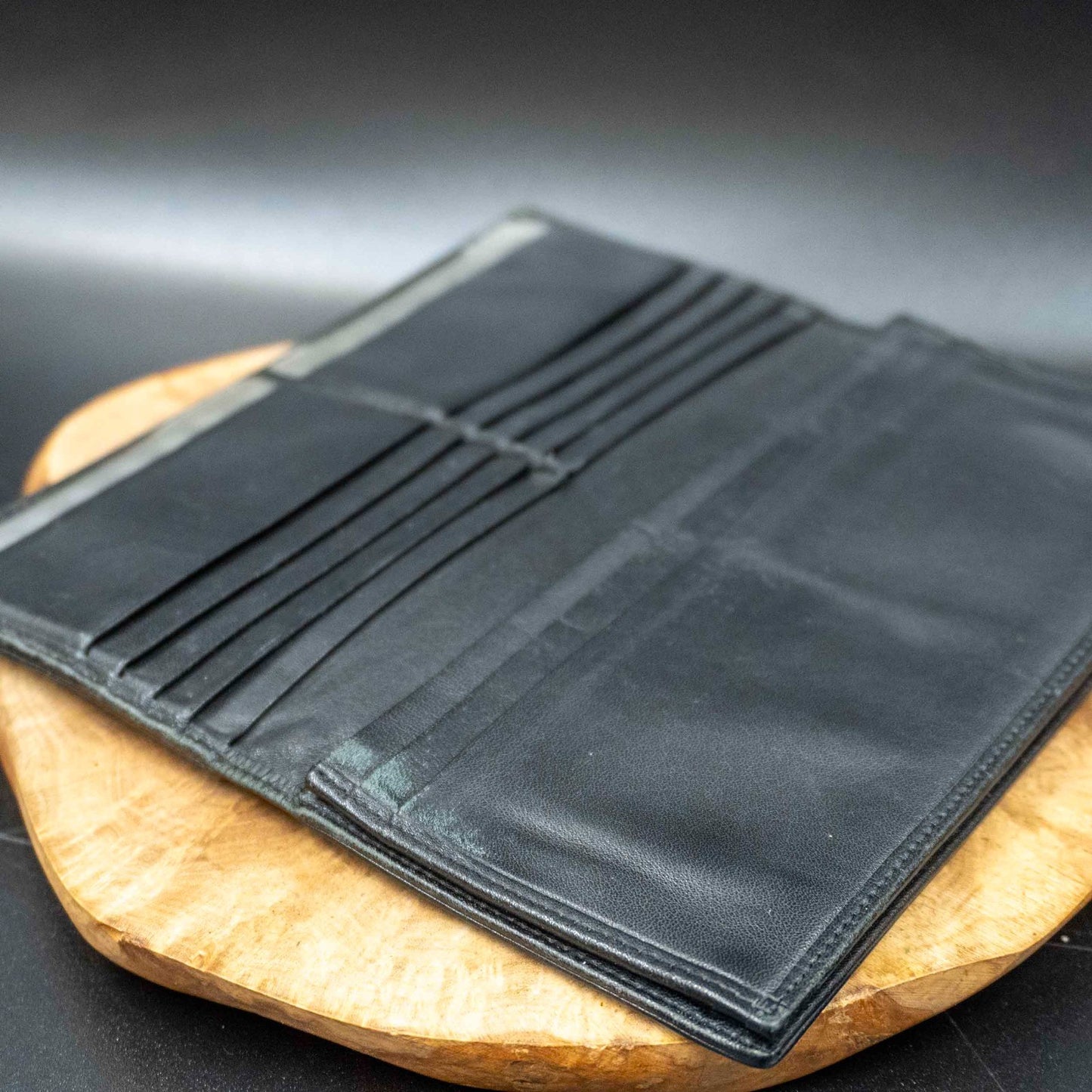 Porsche Design Mens Wallet Leather Bifold Card Wallet Long Wallet Black