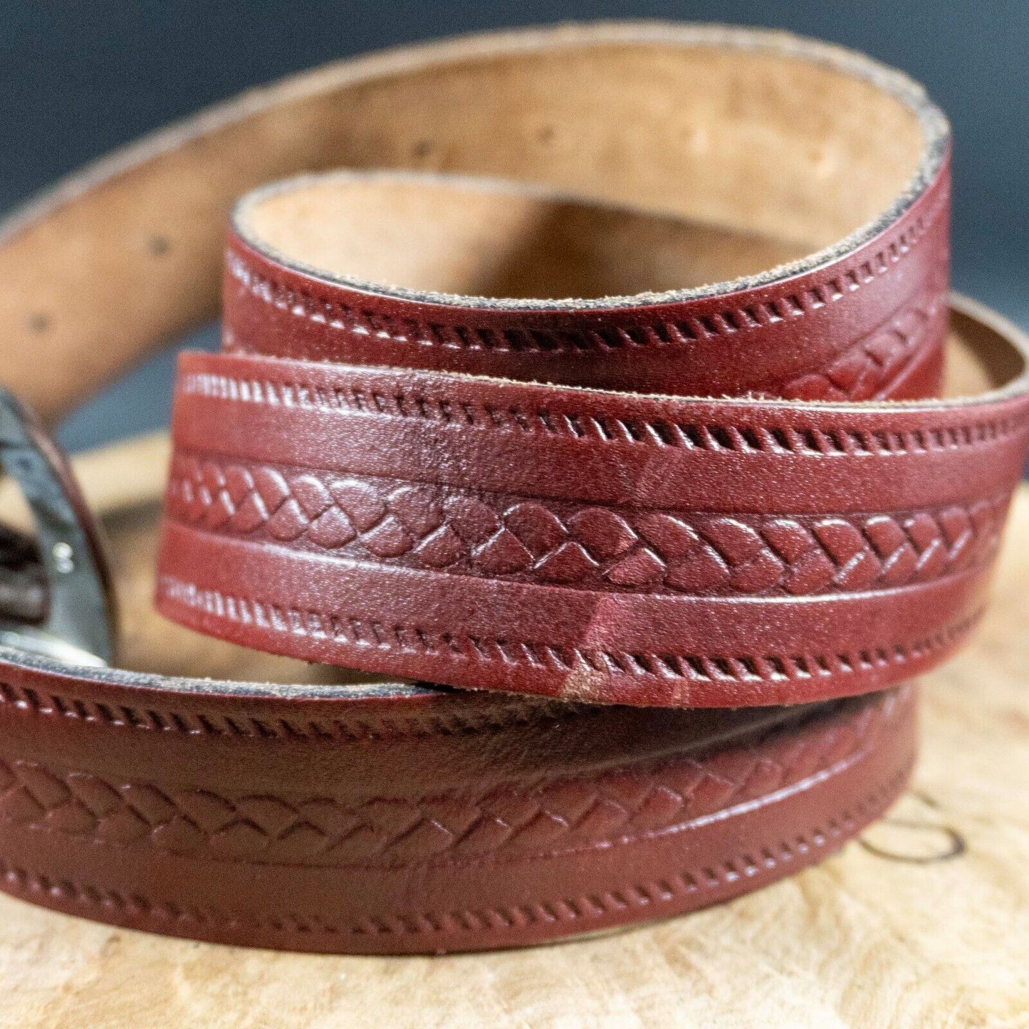 Vintage Mens Belt Handmade Leather Jeans Belt Brown Size 36