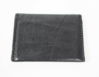 Hand Made Leather Bifold Business Card and Card Holder Wallet Black