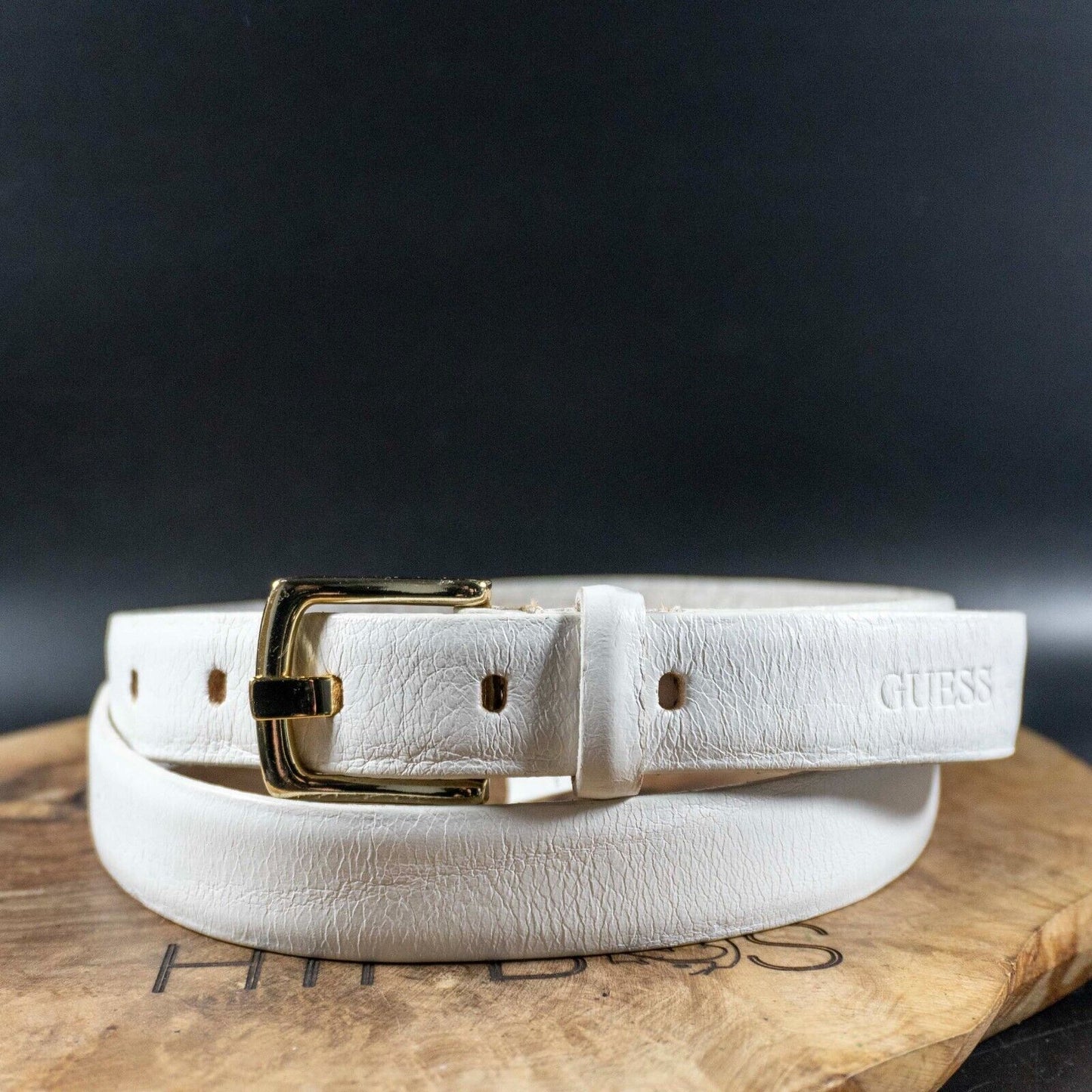 GUESS Womens Belt Leather Jeans Belt White Size M