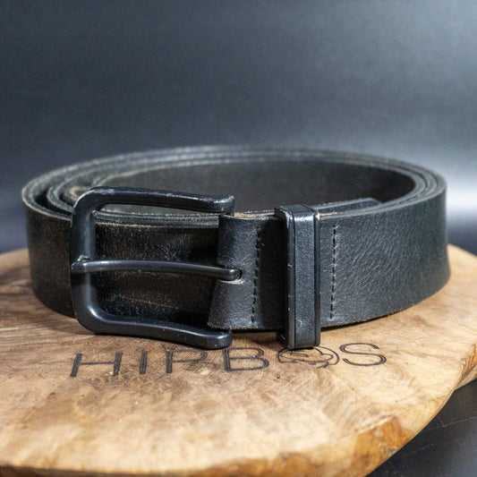 Vintage Mens Belt Handmade Leather Jeans Belt Black Size 48