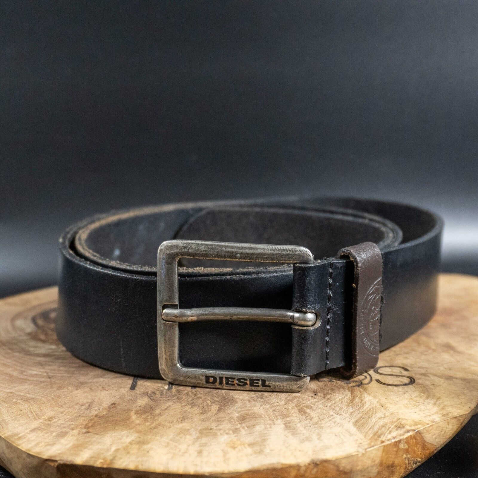 Diesel Mens Belt Vintage Leather Jeans Belt Black Size 38 - VintageThing