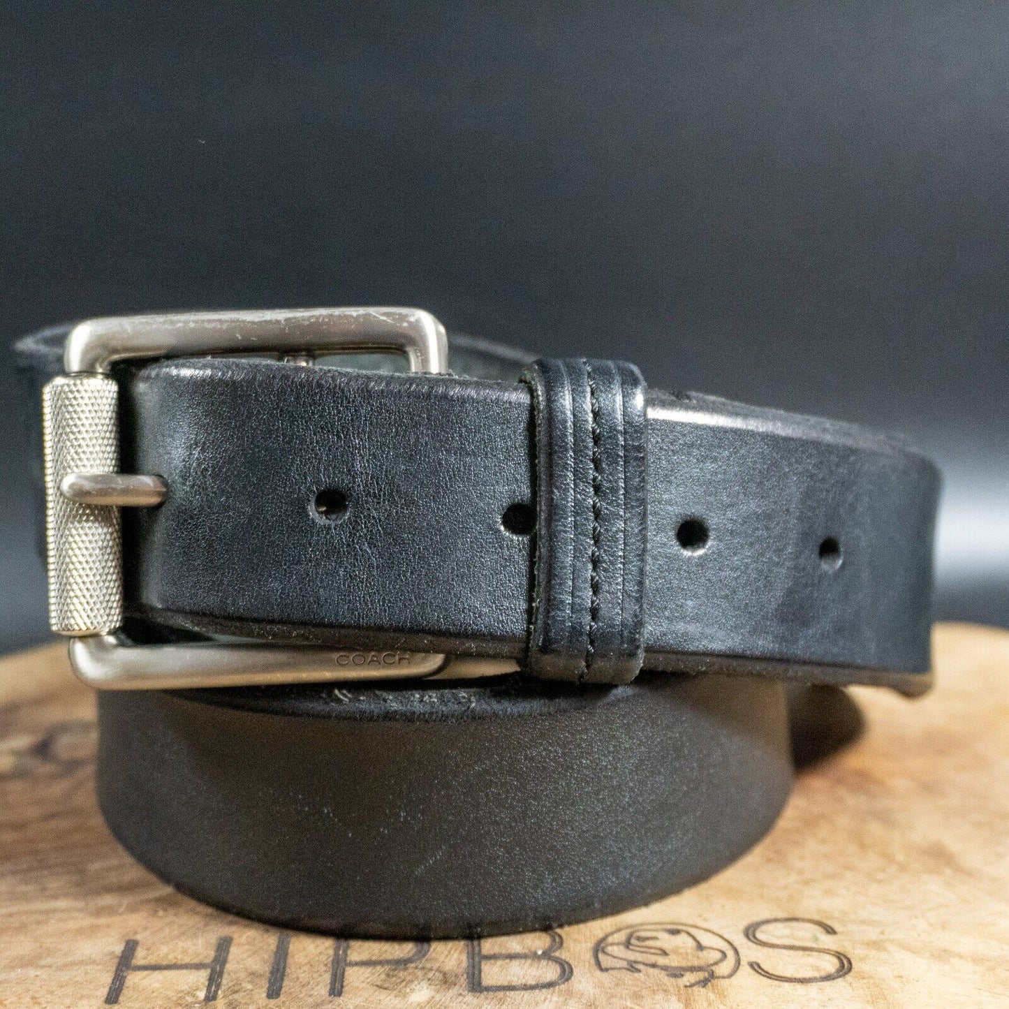 Coach Mens Belt Authentic Leather Jeans Belt Black Size 38 - VintageThing