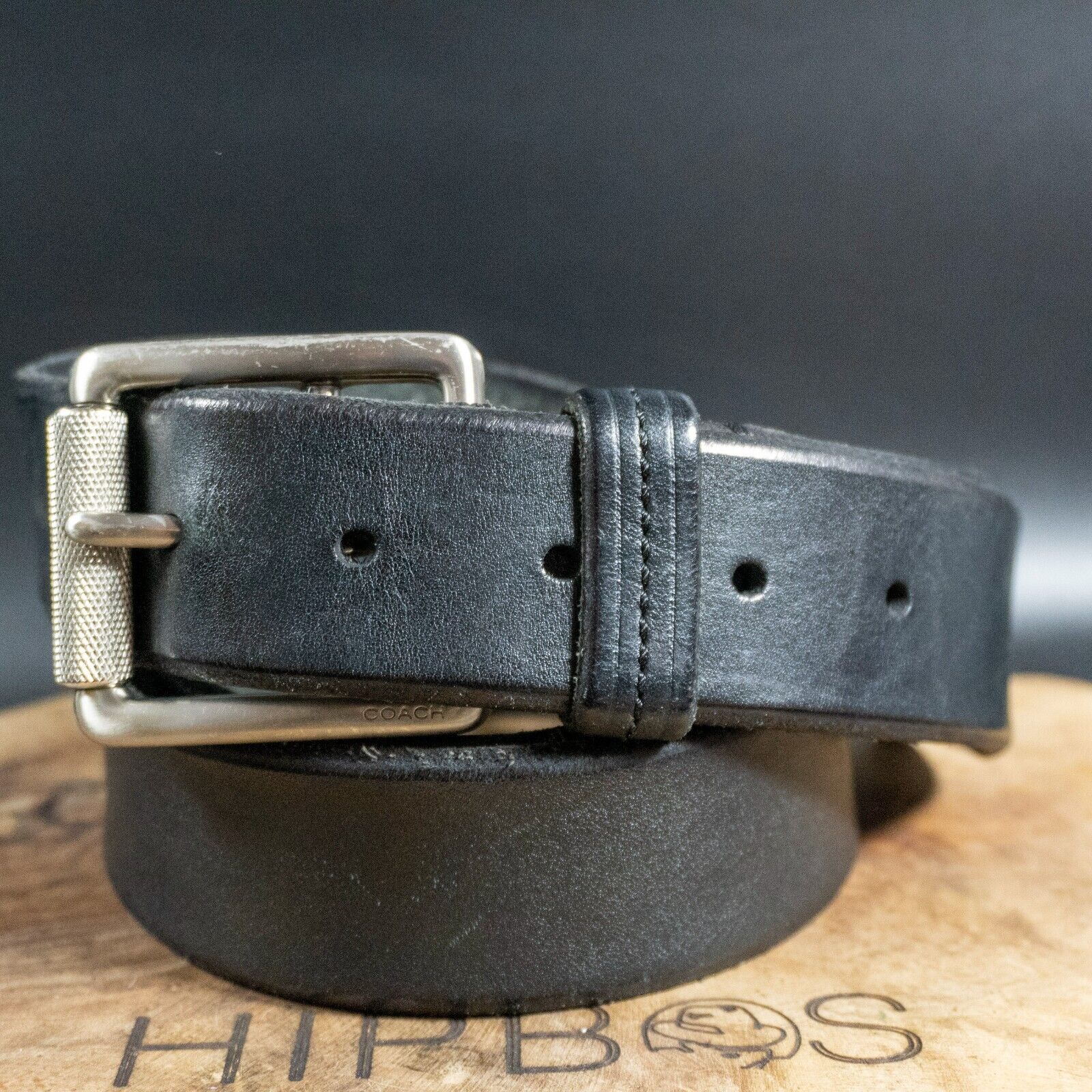 Coach Mens Belt Authentic Leather Jeans Belt Black Size 38 - VintageThing