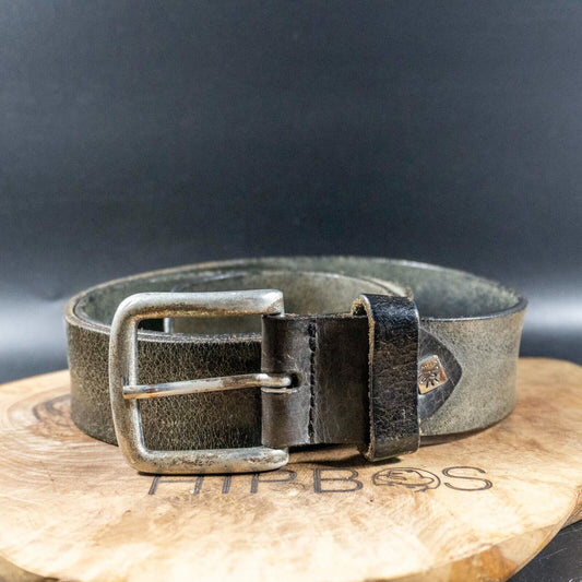 Vintage Mens Belt Handmade Leather Jeans Belt Black Size 34