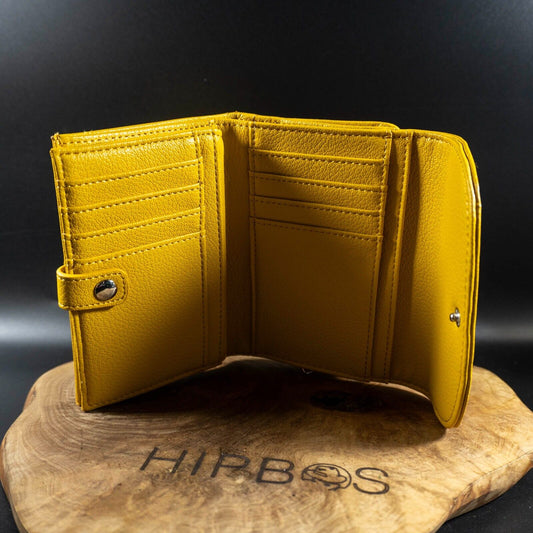 Fuchsia Womens Faux Leather Wallet Purse Medium Yellow