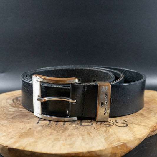 Tom Tailor Mens Belt Vintage Leather Jeans Belt Black Size 36