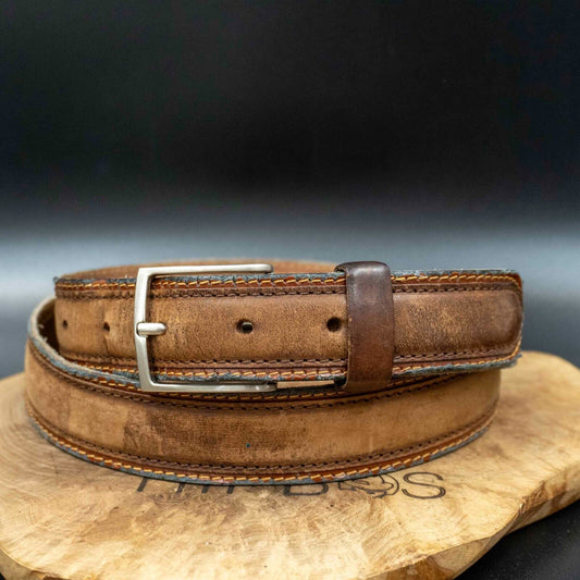 GP & Max Vintage Mens Belt Handmade Italian Leather Jeans Belt Brown Size 38