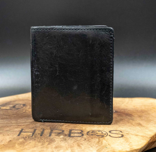 Vintage Mens Wallet Handmade Bifold Leather Card Wallet Black