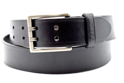 Sella Mens Belt Vintage Leather Double Pin Buckle Jeans Belt Black Size 36