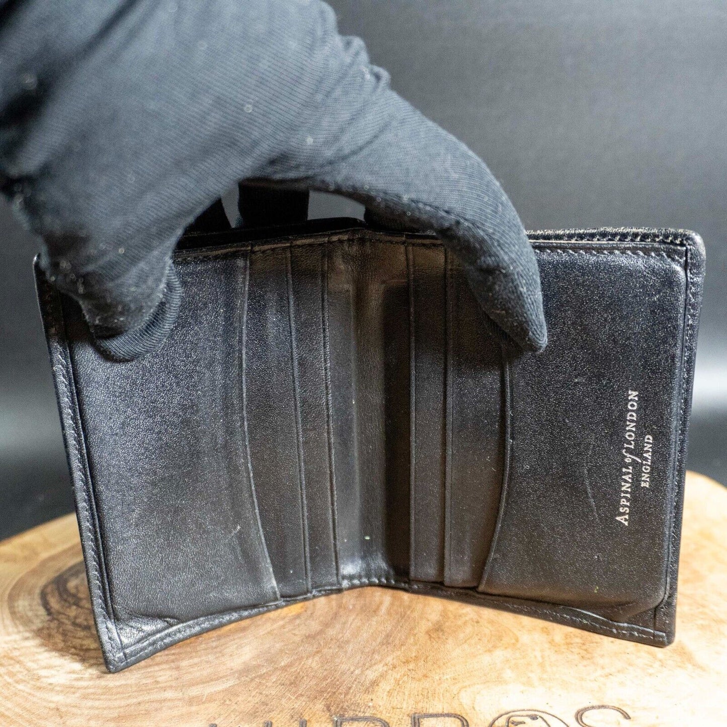 Aspinal of London Mens Wallet Leather Bifold Card Wallet Black