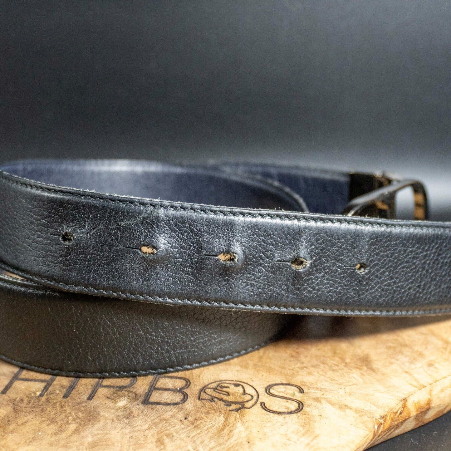 Dior Homme Mens Belt Leather CD Logo Buckle Belt Authentic Black Blue Size 32