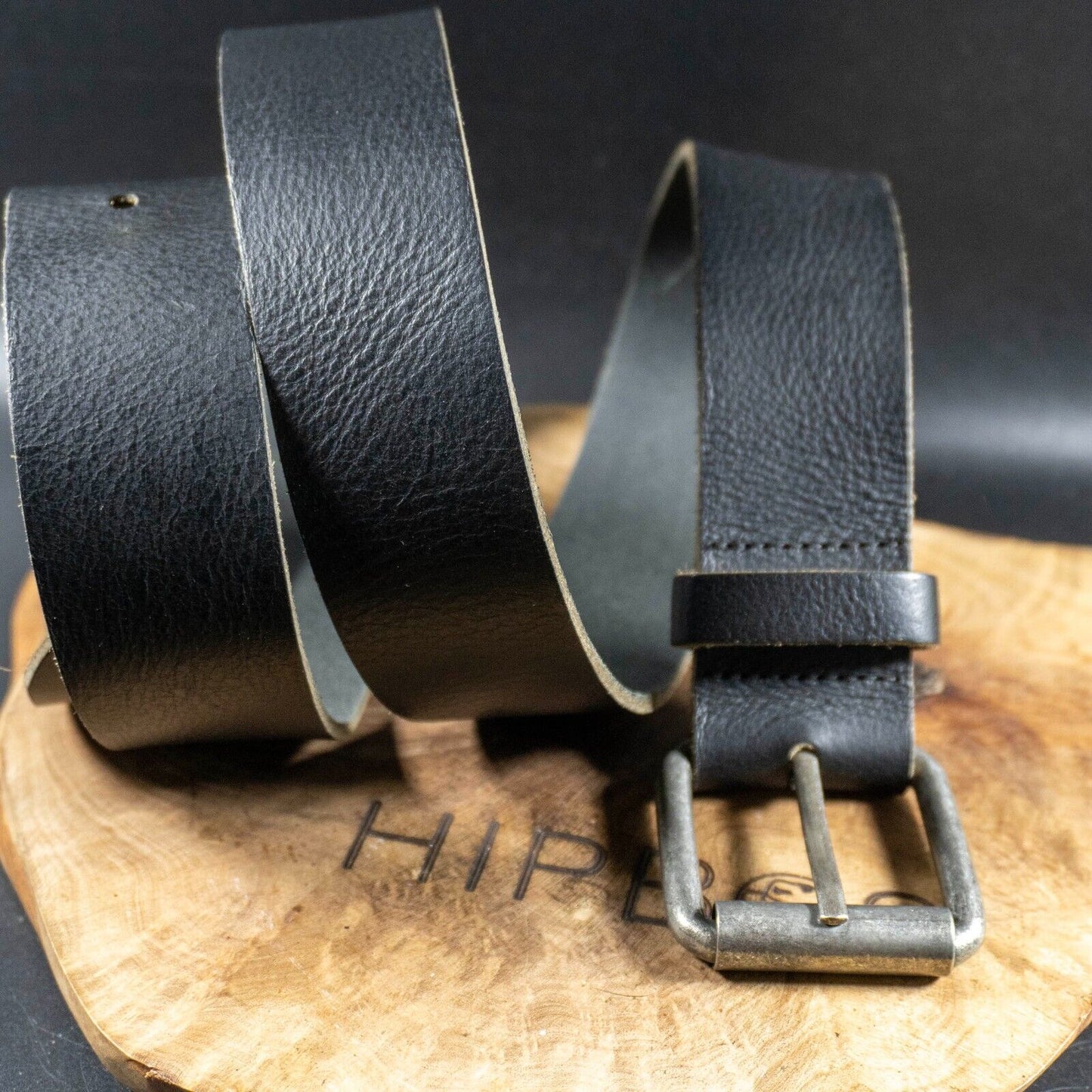 Vintage Mens Belt Handmade Leather Jeans Belt Black Size 34