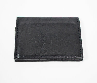 Hand Made Leather Bifold Business Card and Card Holder Wallet Black