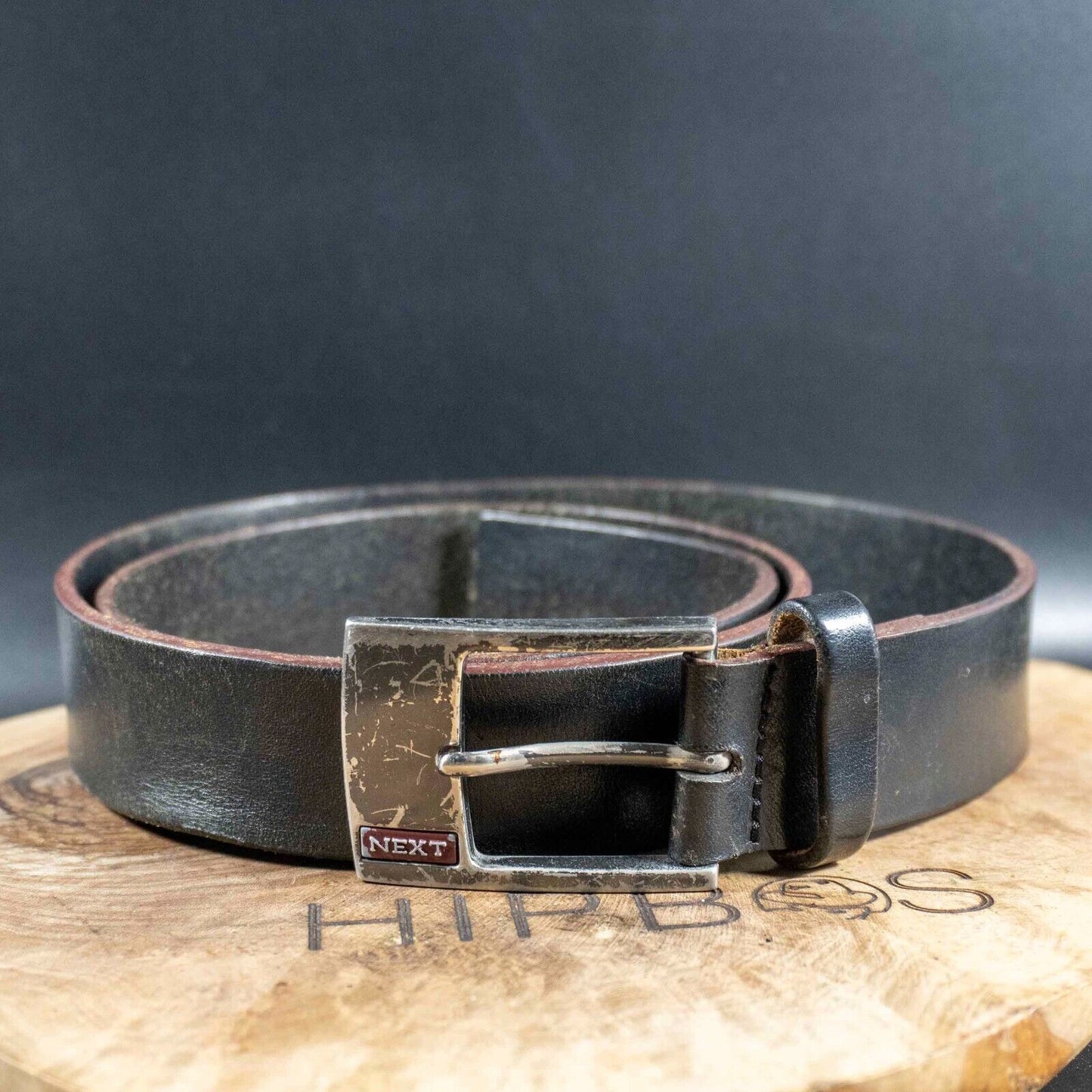 Next Mens Belt Vintage Leather Jeans Belt Black Size 34