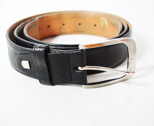 Profuomo Mens Belt Vintage Leather Jeans Belt Black Size 40