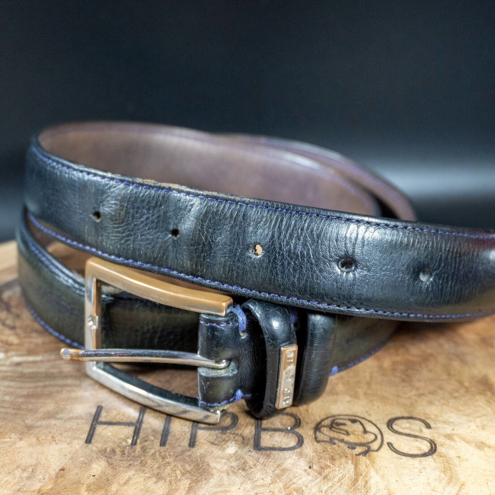 Ted Baker Mens Belt Vintage Classic Leather Jeans Belt Black Size 32 - VintageThing