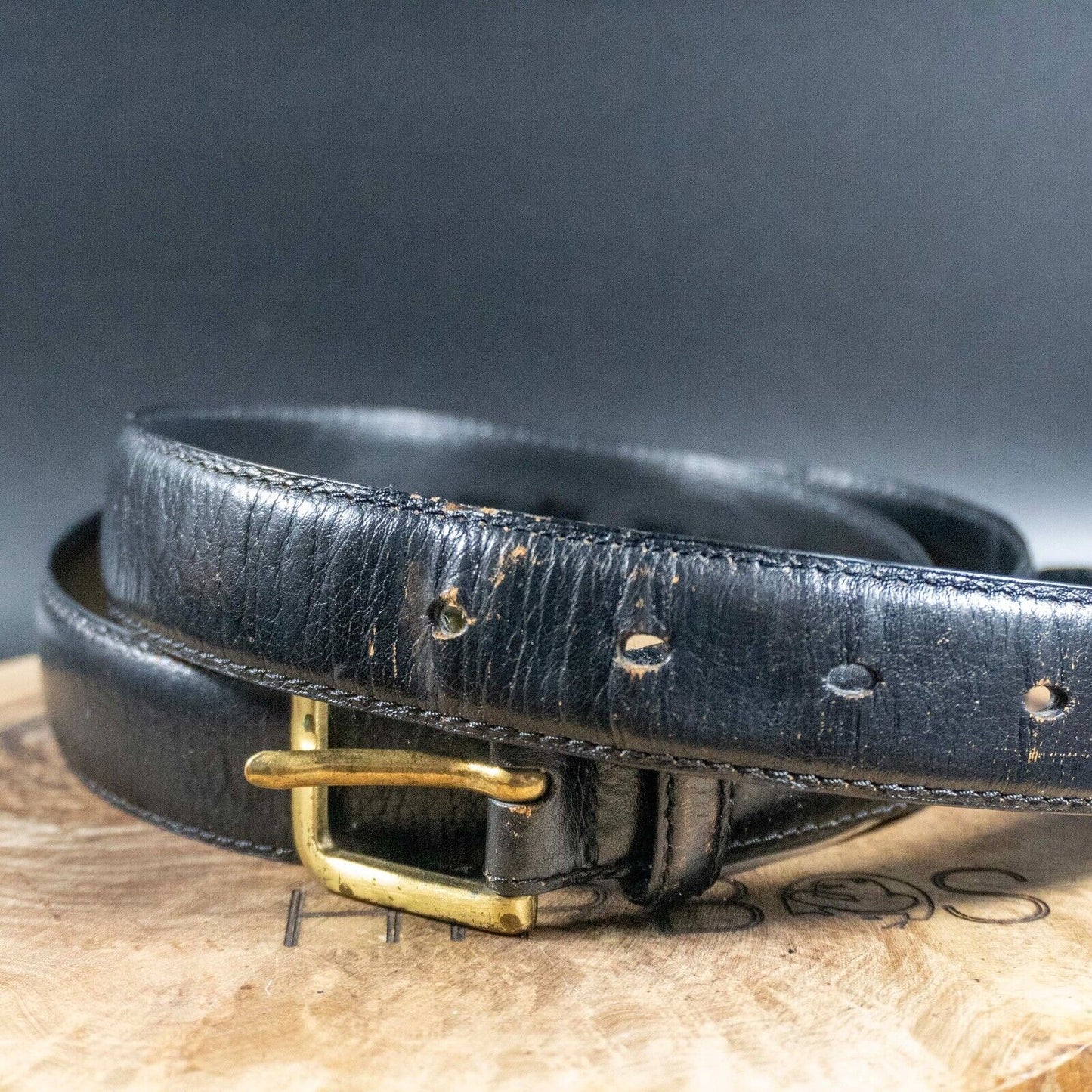 Marks and Spencer Mens Belt Vintage M&S Leather Jeans Belt Black Size 36-38