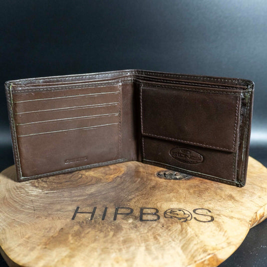 Stones Mens Wallet Bifold Leather Card Wallet Brown