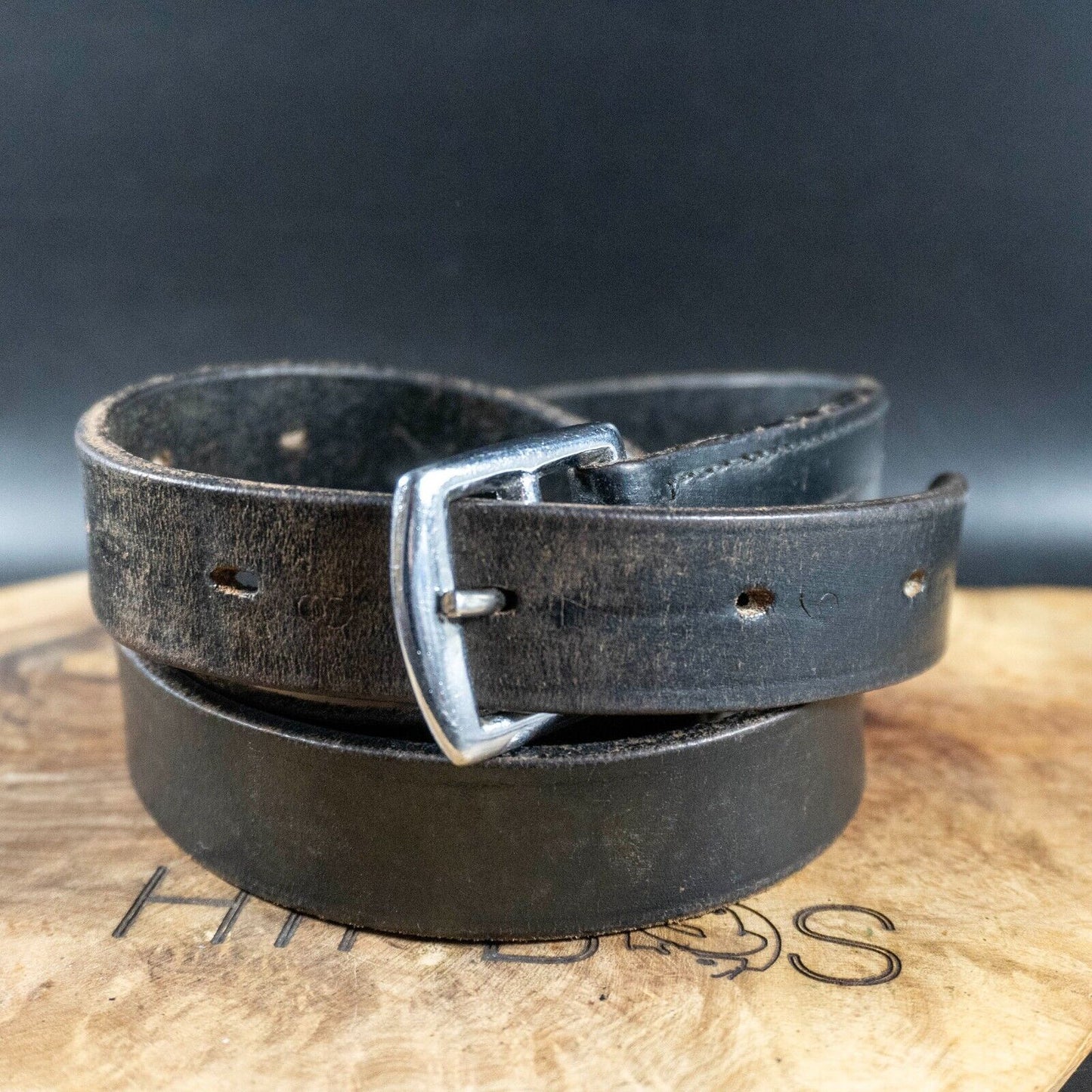 Vintage Mens Womens Belt Handmade Leather Jeans Belt Black Size 34