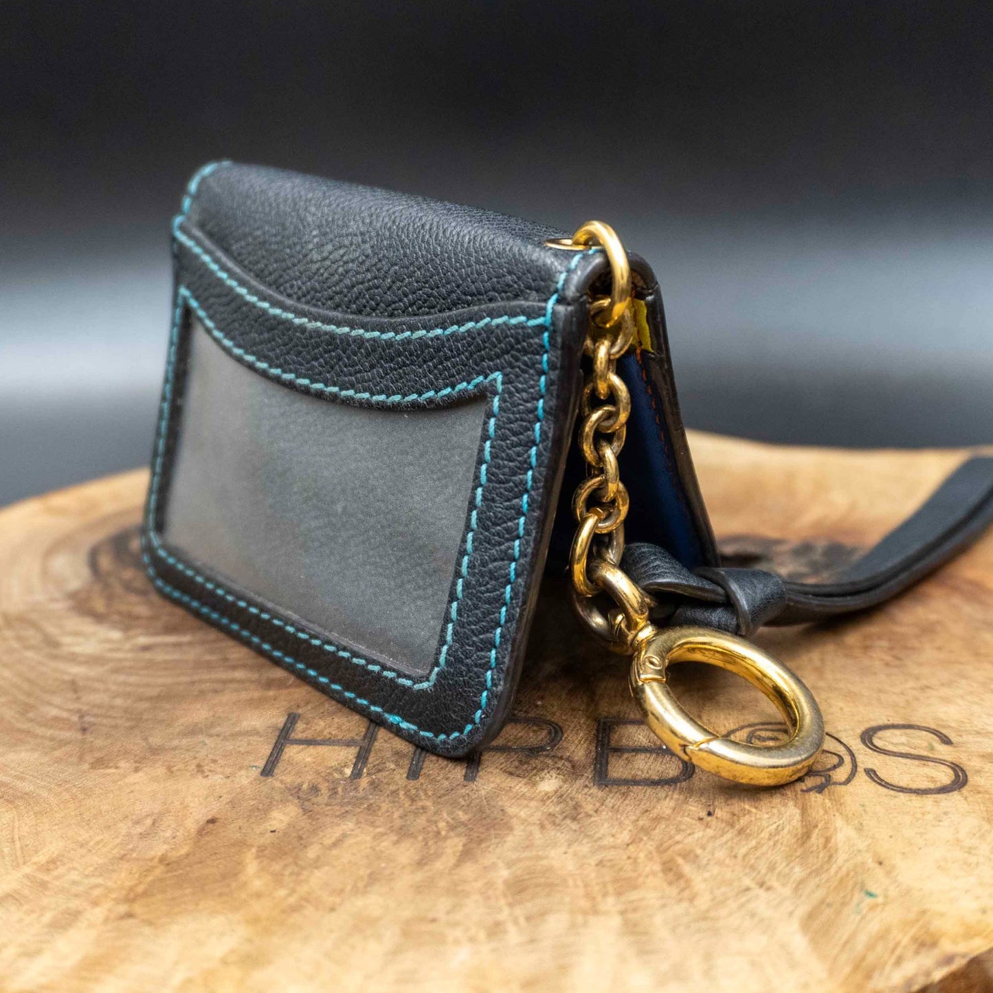 Burberry Authentic Leather Keychain Card Holder Card Wallet Blue