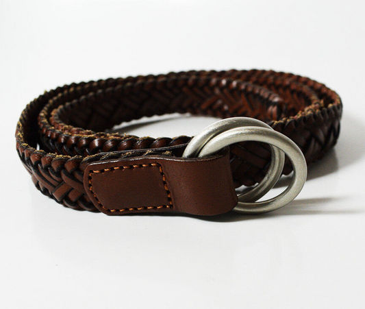 Braided Womens Leather Belt Size 10 Brown