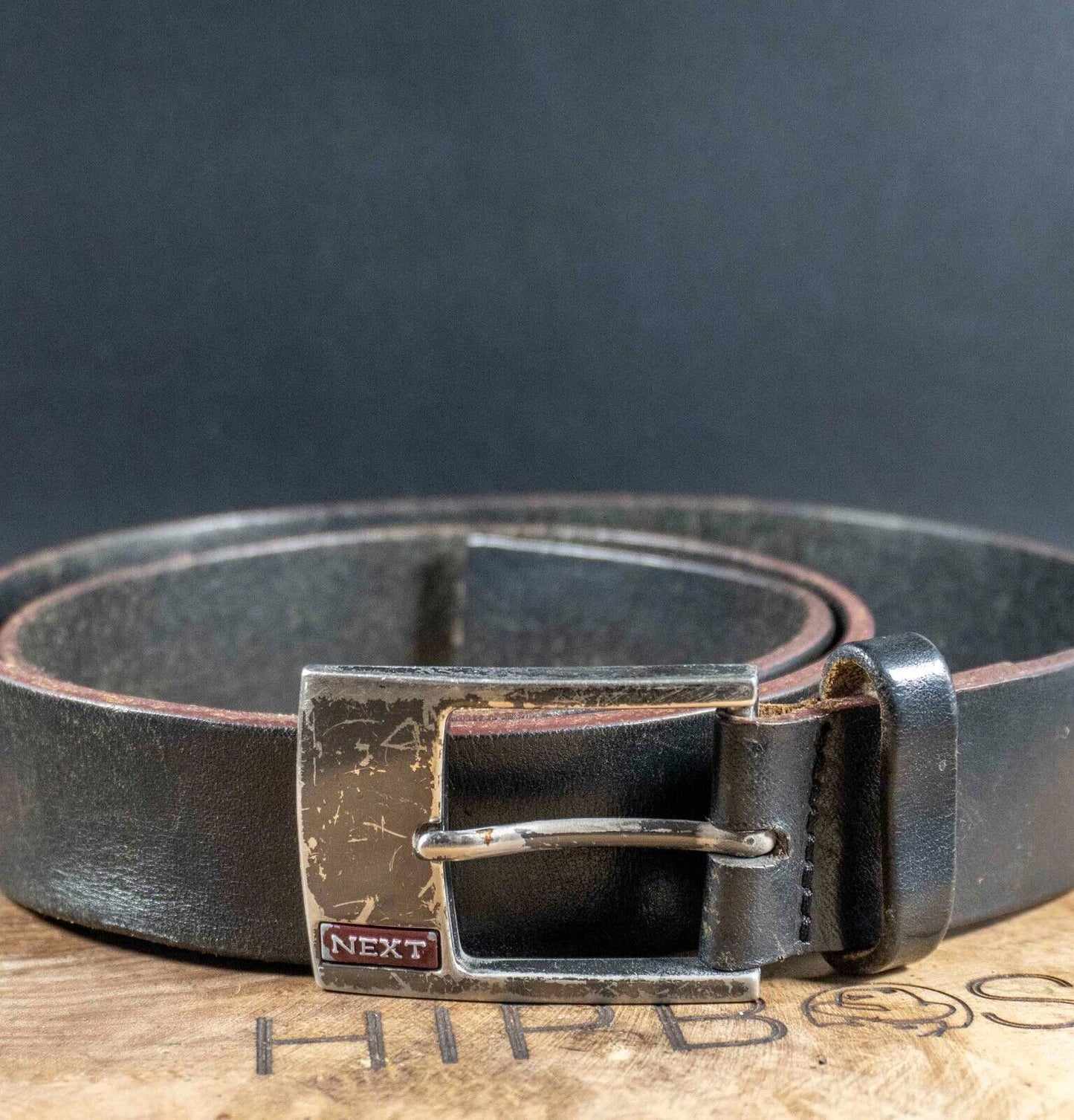 Next Mens Belt Vintage Leather Jeans Belt Black Size 34