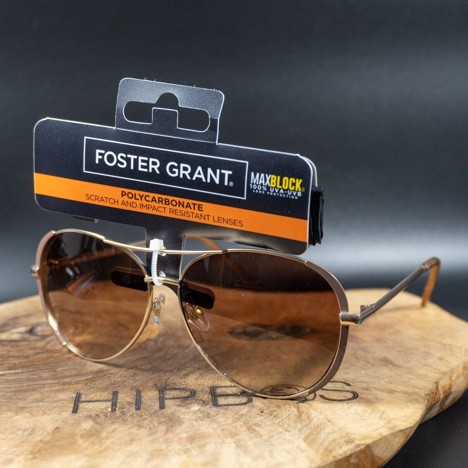 Foster Grant Pilot Sunglasses SFGS22114 Gold Frame Brown Gradient Lenses - VintageThing