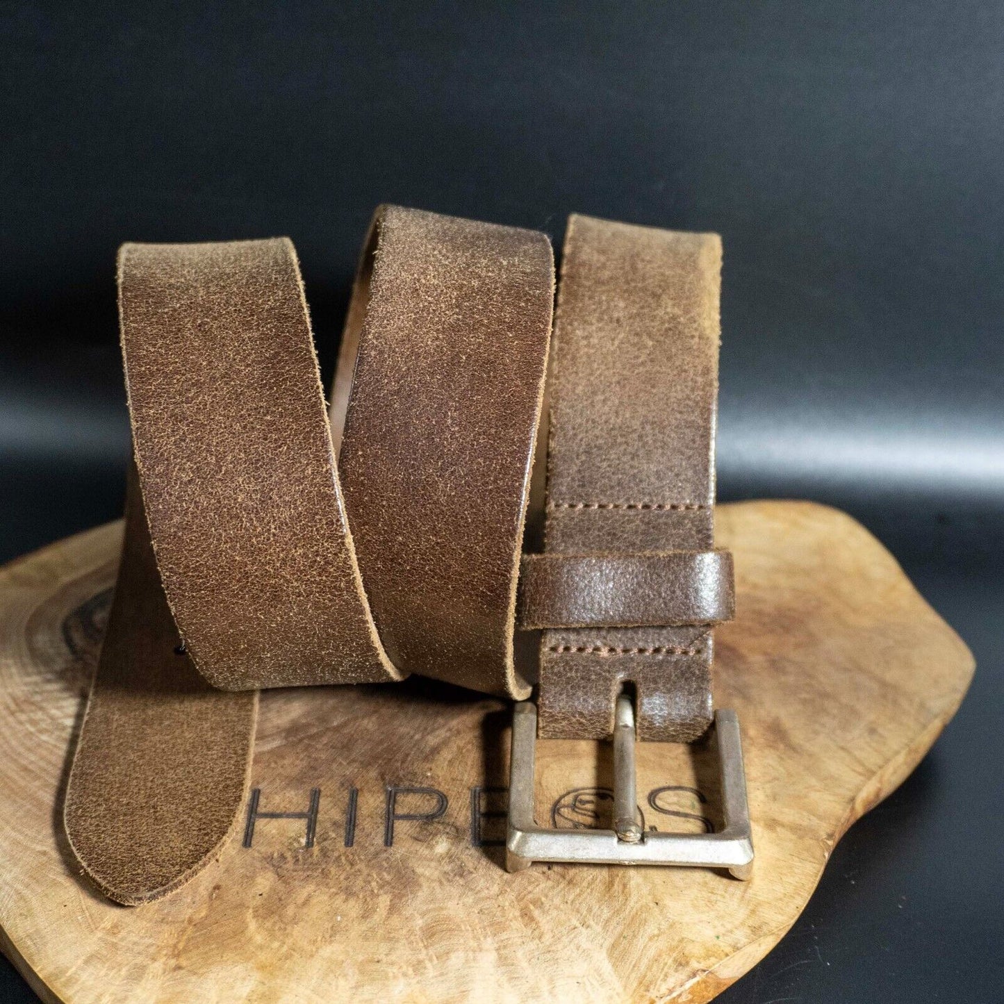 Easy Jeanswear Vintage Mens Belt Handmade Leather Jeans Belt Brown Size L