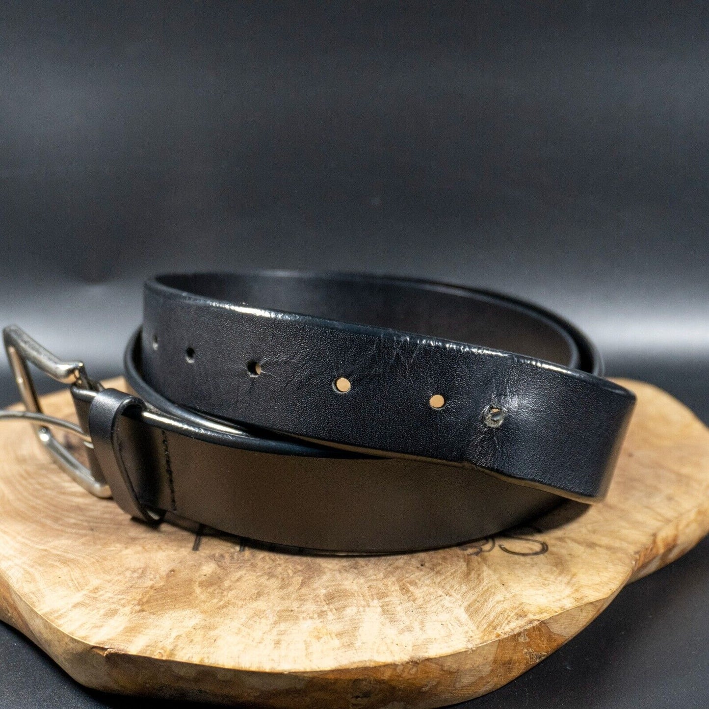 Marks and Spencer Mens Belt M&S Leather Jeans Belt Black Size 38-40 - VintageThing