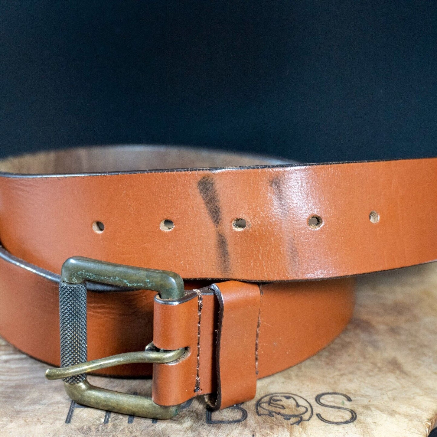 Mantaray Mens Belt Vintage Leather Jeans Belt Brown Size Large - VintageThing