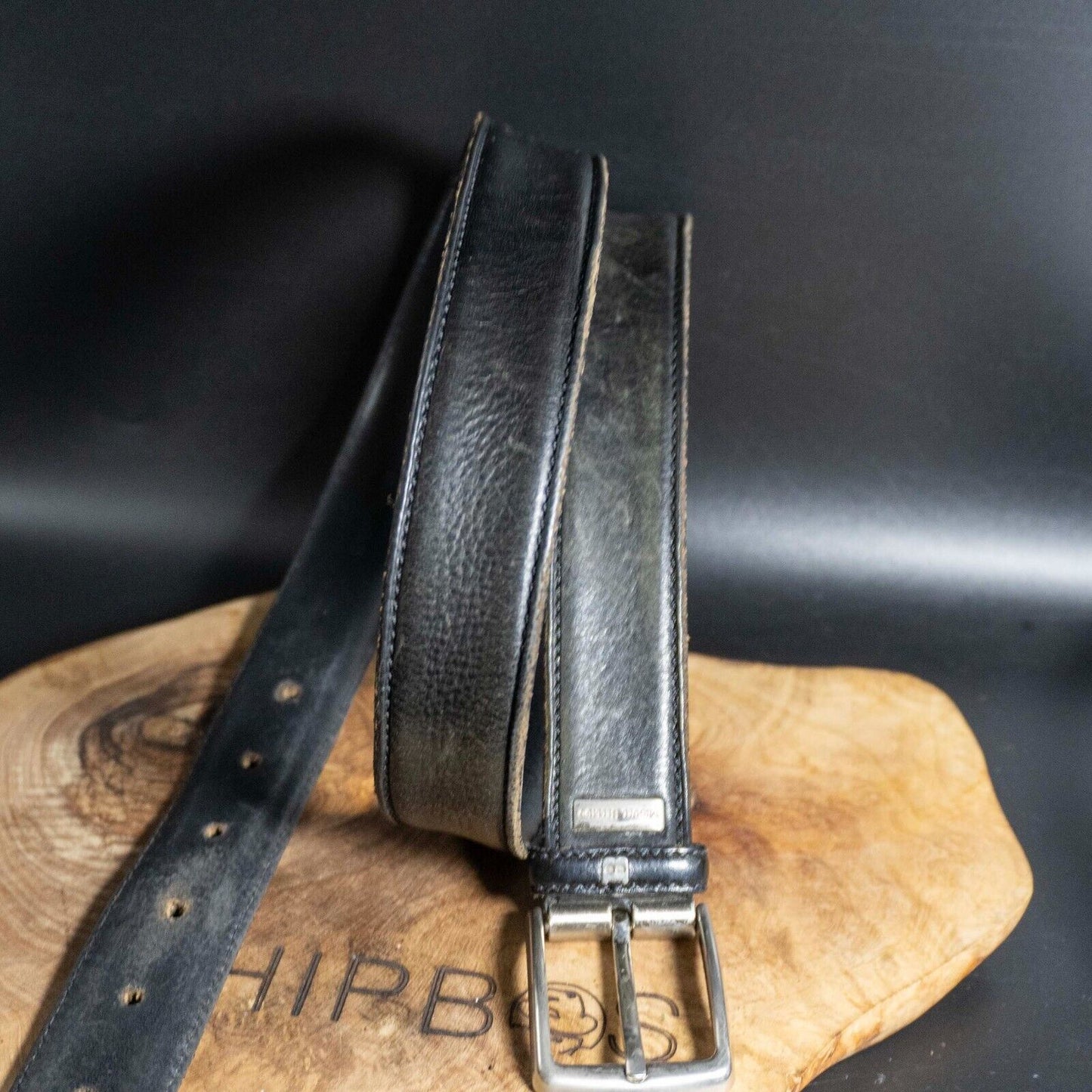 Miguel Bellido Mens Belt Vintage Leather Belt Classic Jeans Belt Black Size 36