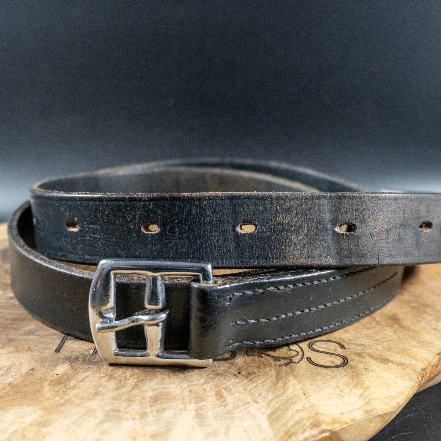 Vintage Mens Womens Belt Handmade Leather Jeans Belt Black Size 34