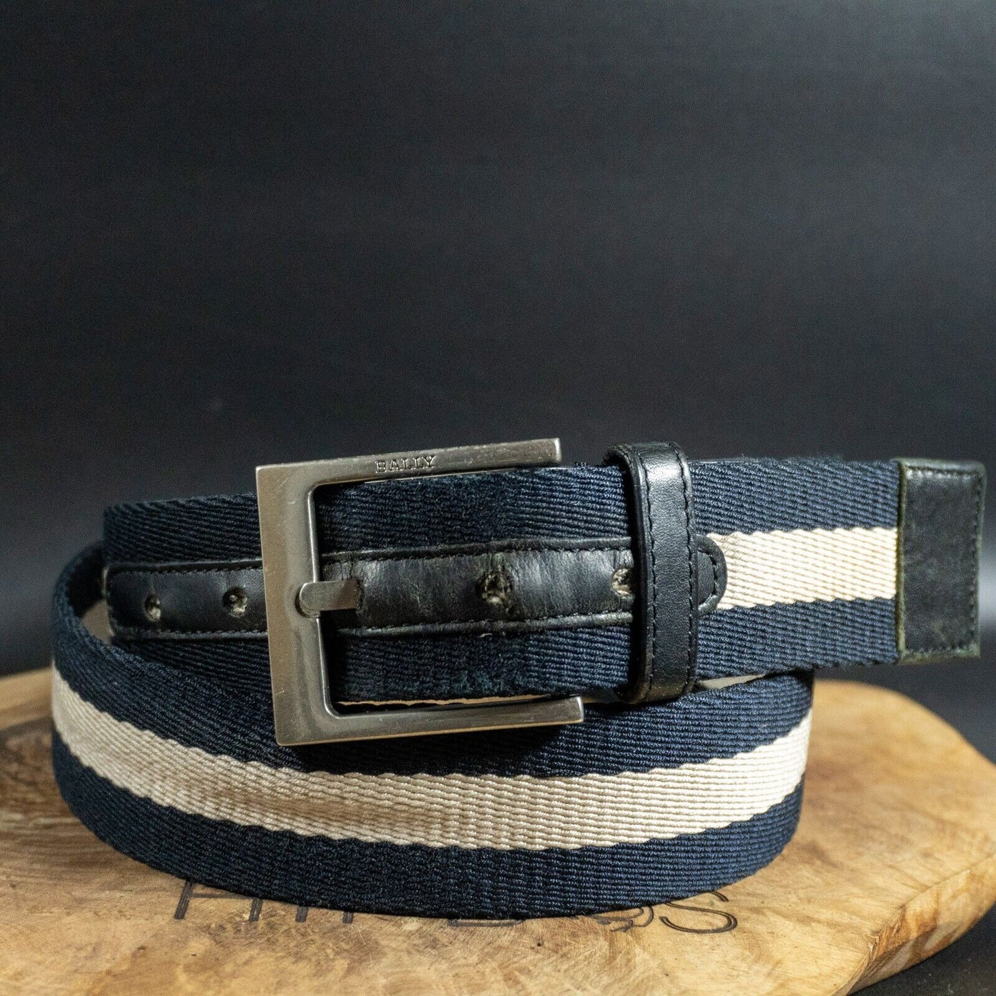 Bally Mens Belt Authentic Classic Fabric and Leather Jeans Belt Size 38 - VintageThing