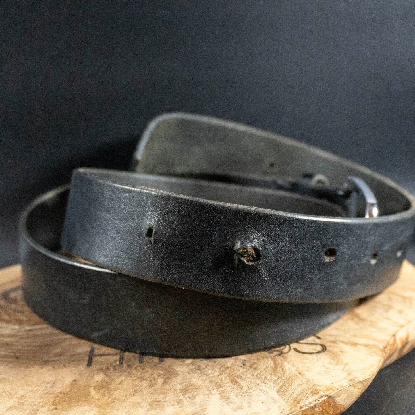 Vintage Mens Belt Handmade Leather Jeans Belt Black Size 40