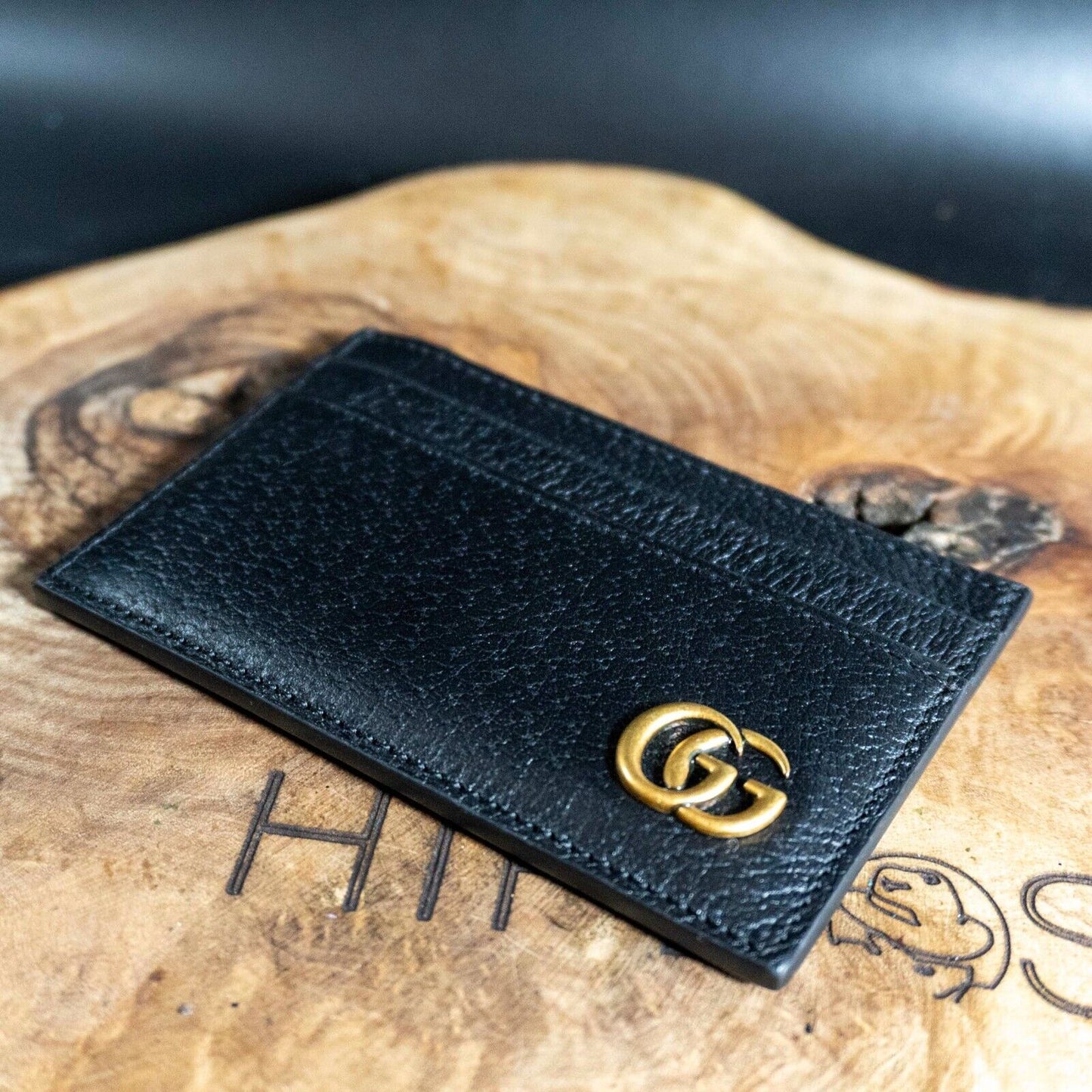 GUCCI Authentic Marmont Leather Card Holder Wallet Case Black