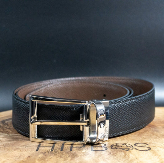 Montblanc Mens Belt Authentic Reversible Leather Classic Jeans Belt Size 34 - VintageThing