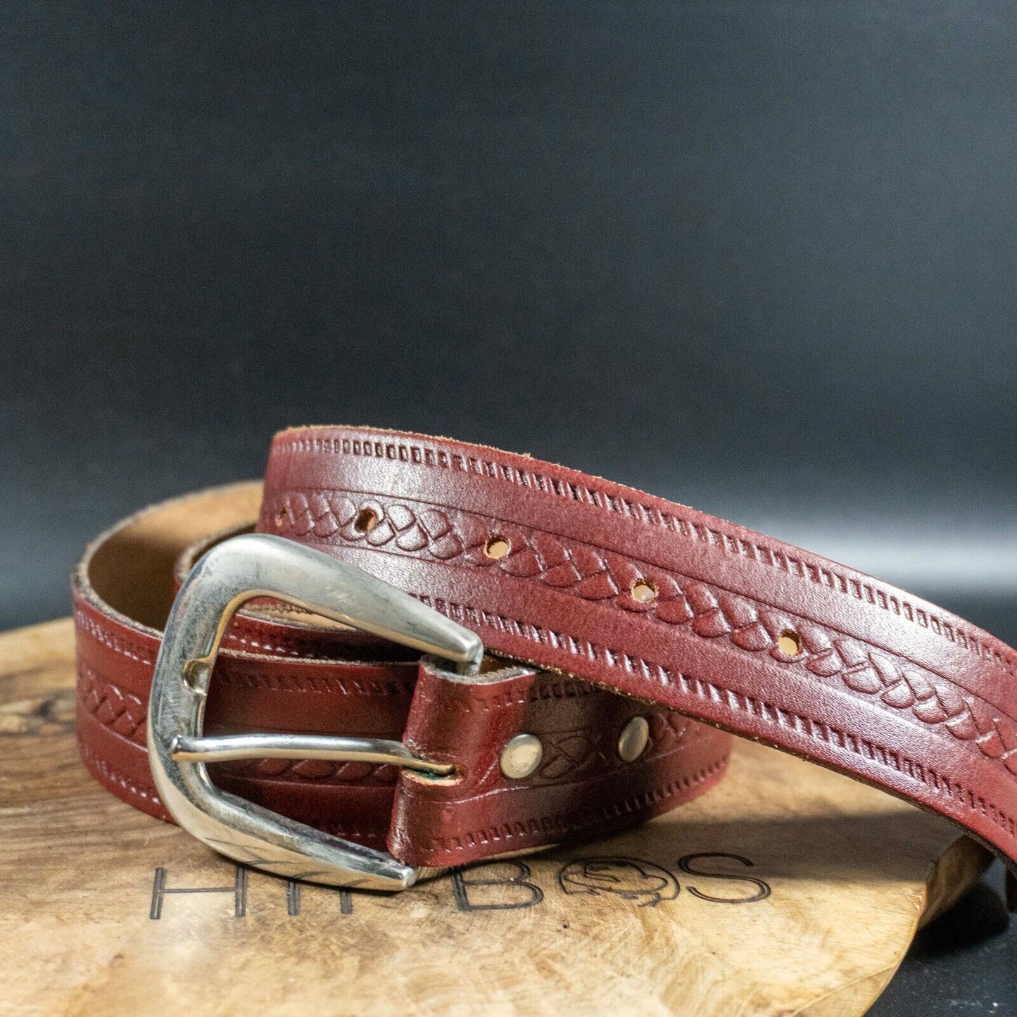 Vintage Mens Belt Handmade Leather Jeans Belt Brown Size 36