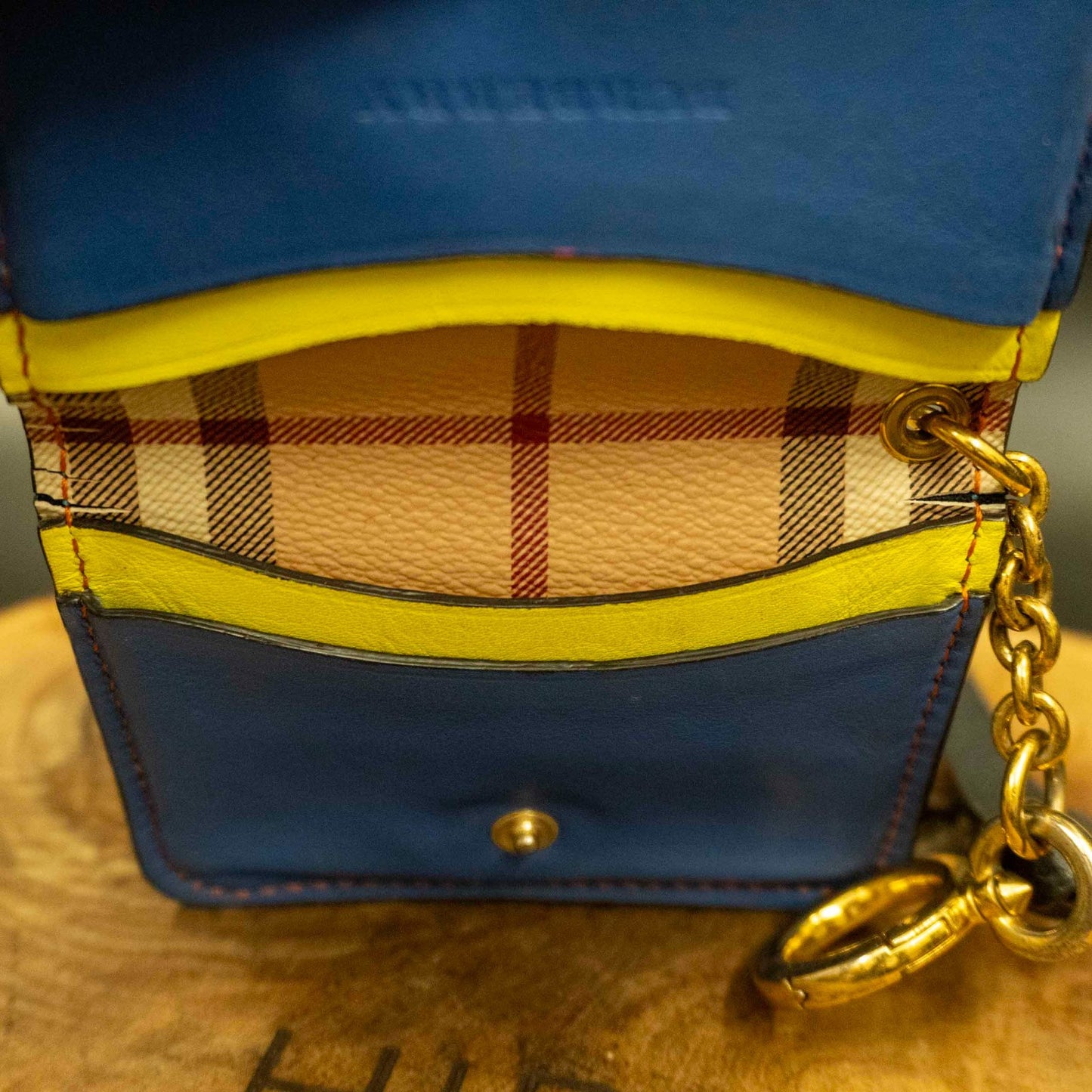 Burberry Authentic Leather Keychain Card Holder Card Wallet Blue