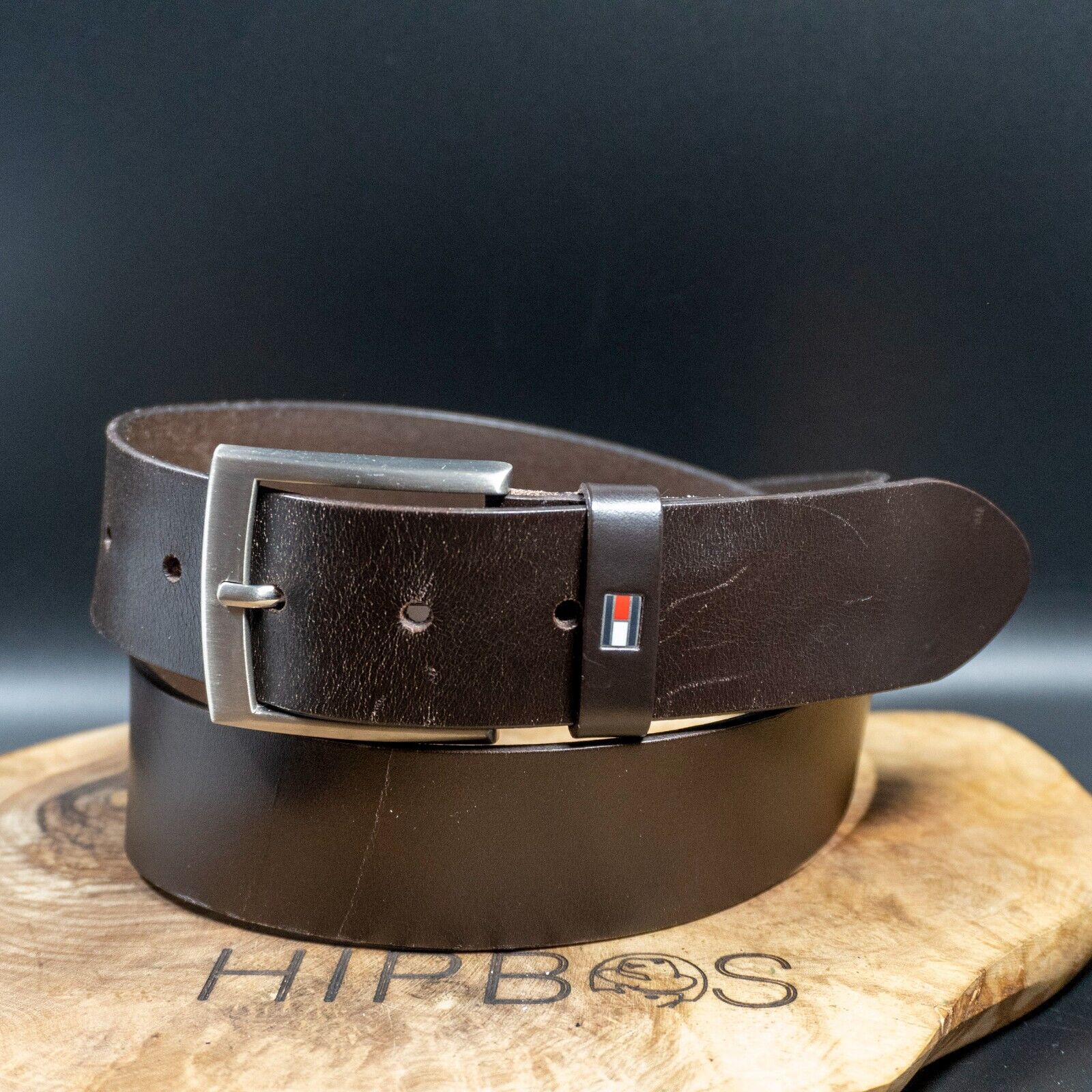 Tommy Hilfiger Mens Belt Vintage Mens Leather Jeans Belt Brown Size 36 - VintageThing