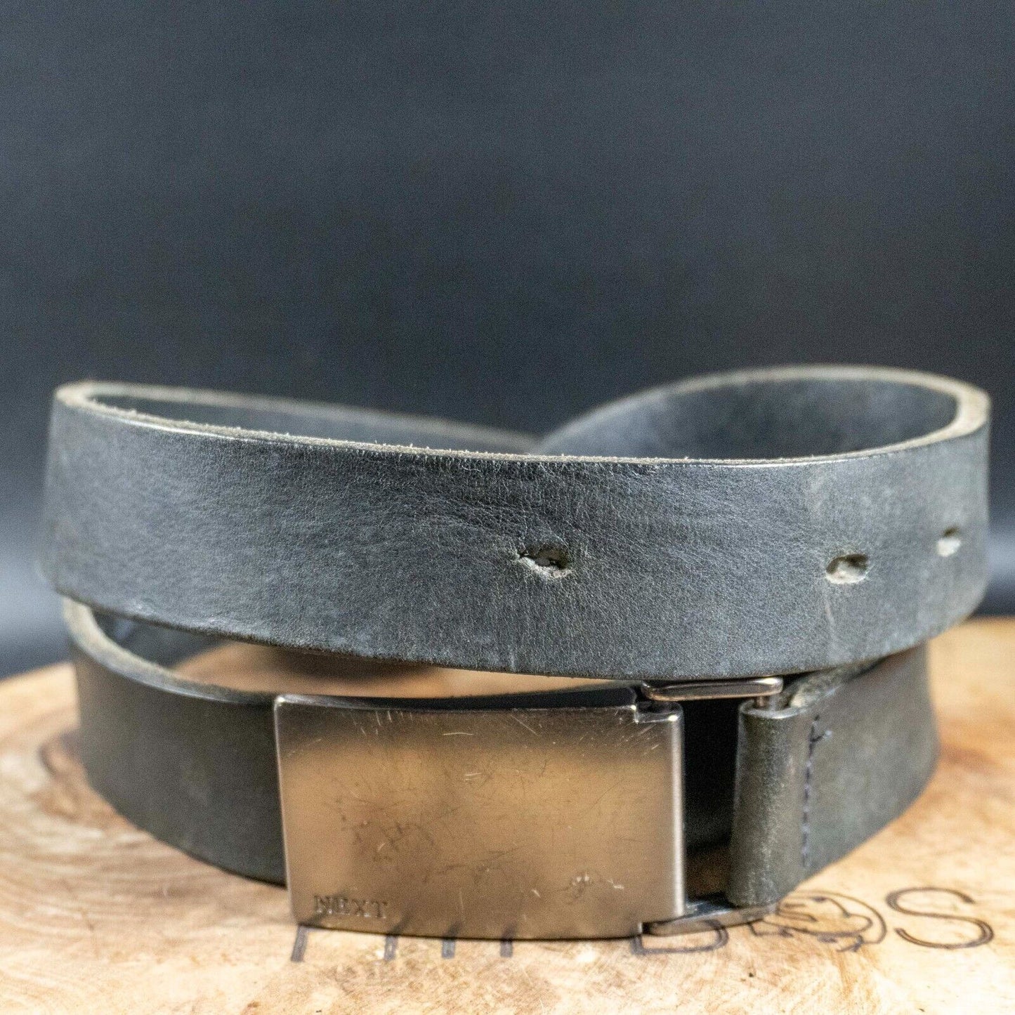 Next Mens Belt Vintage Leather Jeans Belt Black Size L 35 - 38