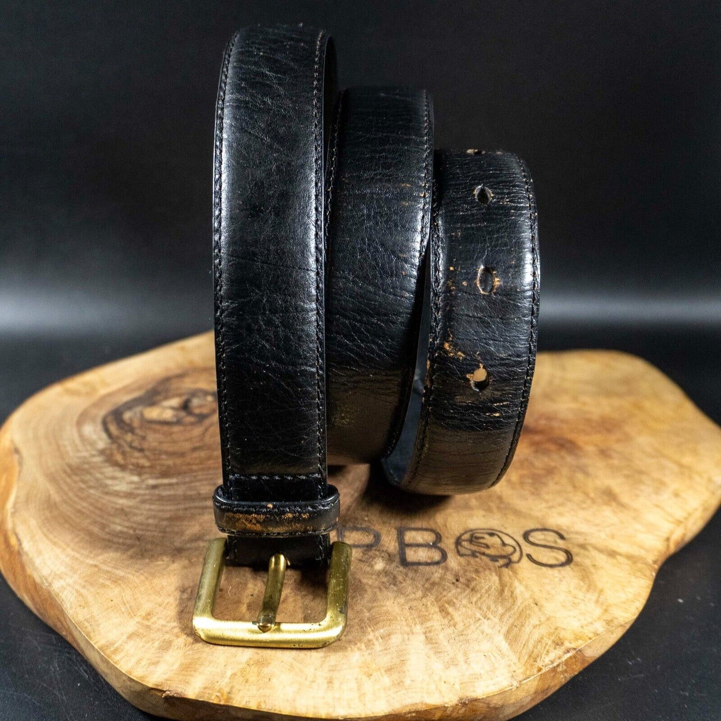 Marks and Spencer Mens Belt Vintage M&S Leather Jeans Belt Black Size 36-38