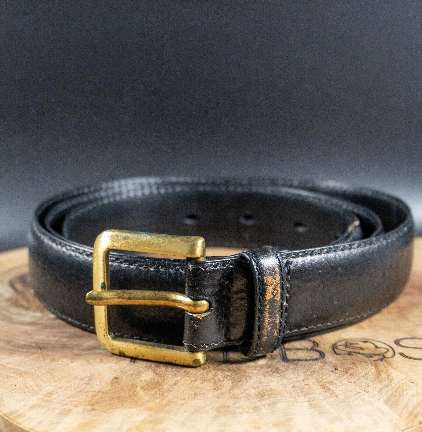 Marks and Spencer Mens Belt Vintage M&S Leather Jeans Belt Black Size 36-38