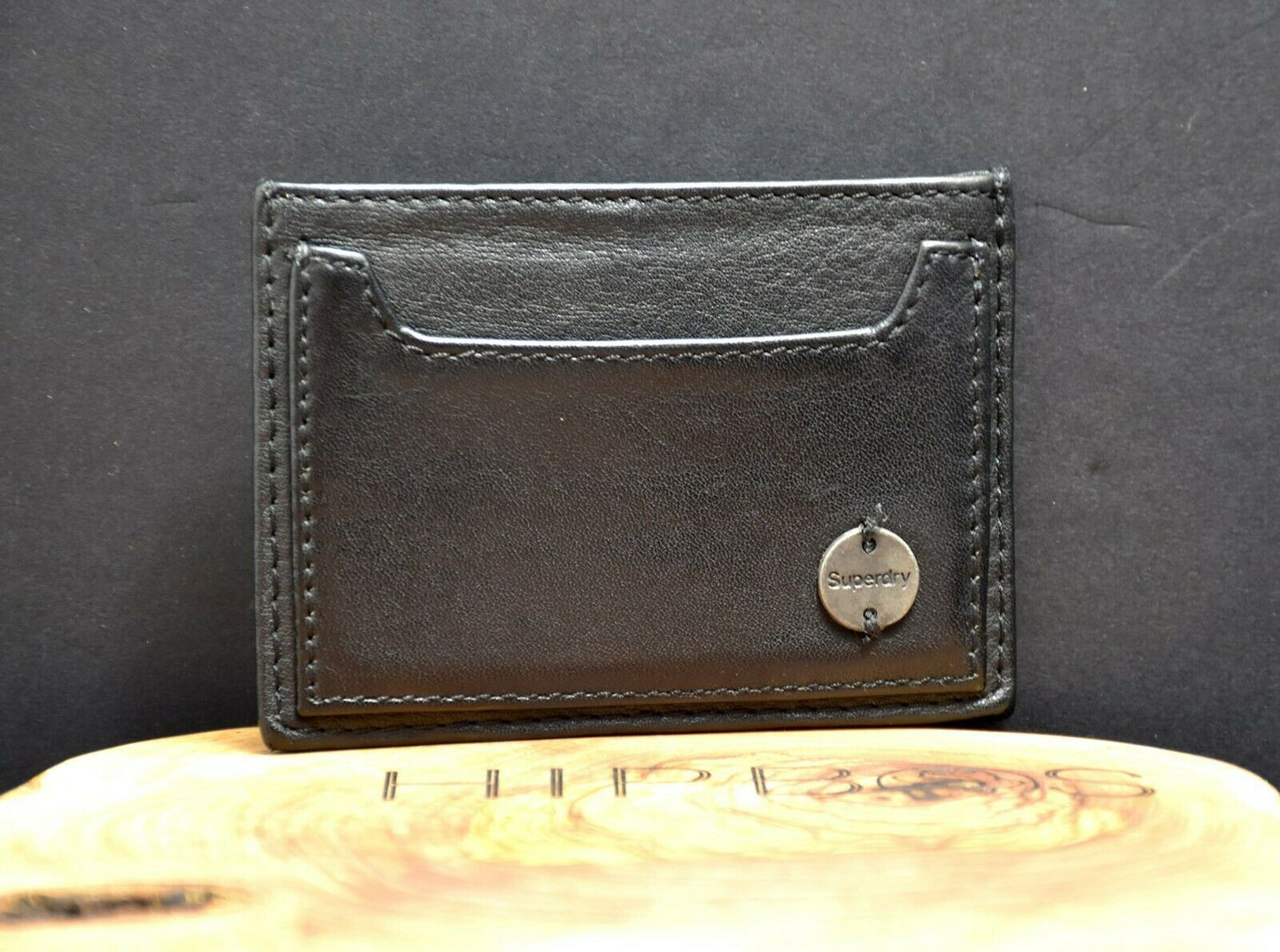 Superdry Mens Leather Card Holder Wallet Black