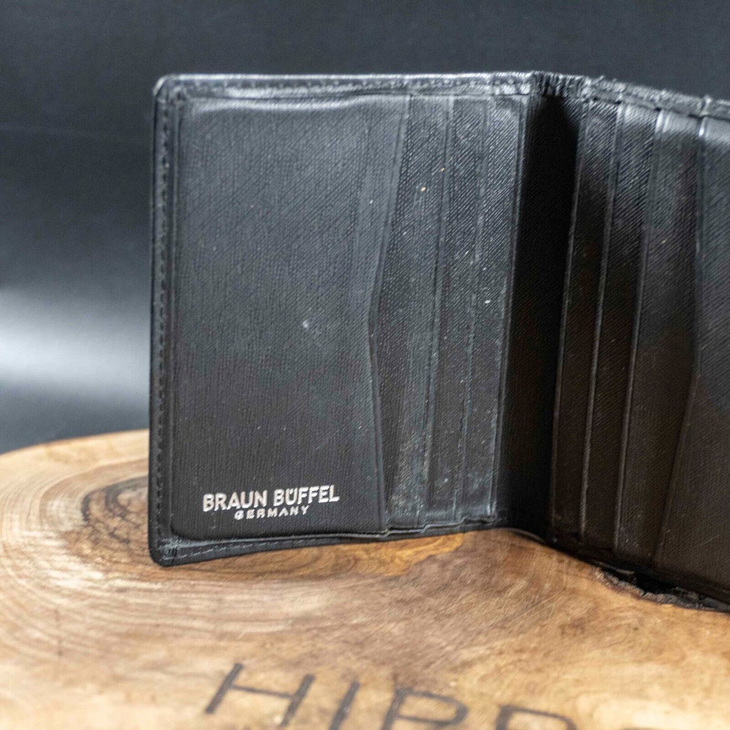 Braun Buffel Mens Bifold Leather Wallet Card Wallet Black