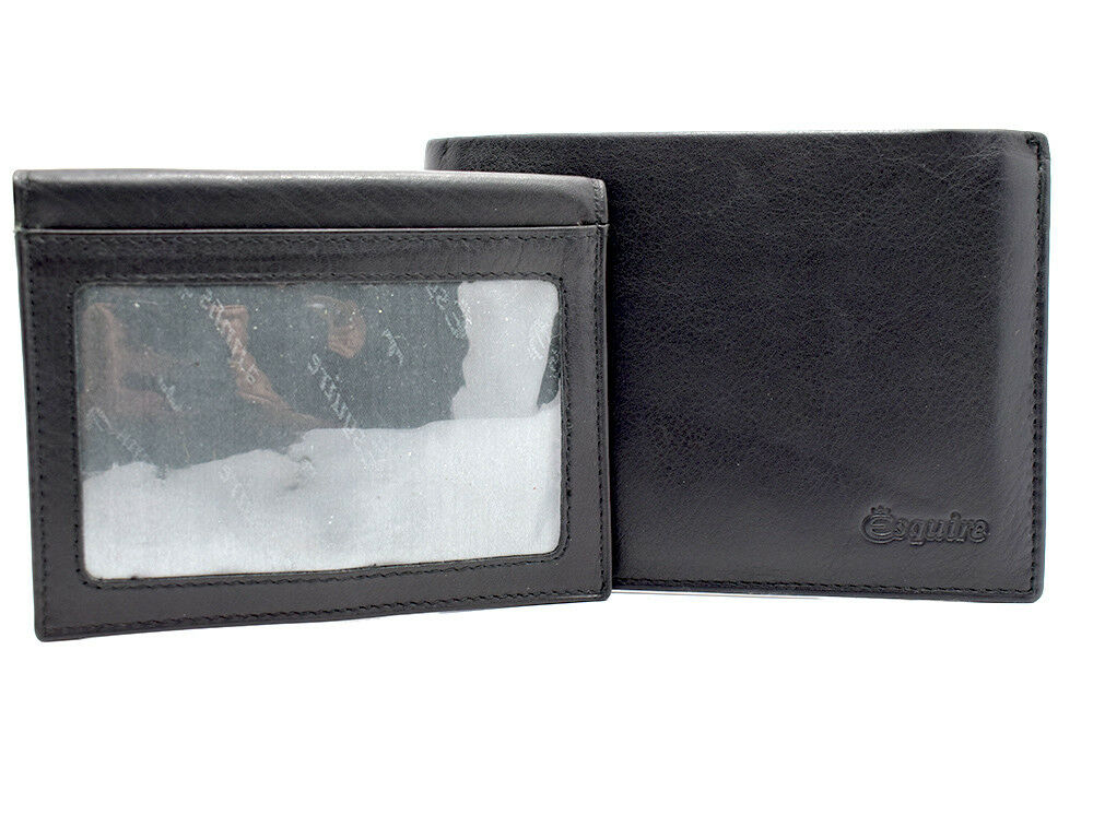 Esquire Germany Mens Bifold Leather Wallet with Removable Card Holder Black