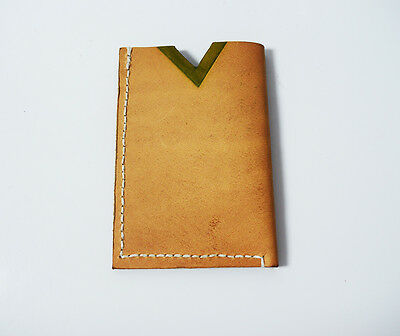 Hand Made Leather Business Card and Card Holder Wallet Light Brown